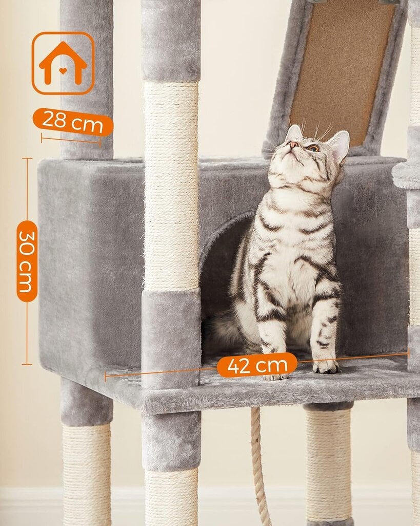 Kaķu nagu asināmais PCT190W01, 206 cm, pelēks цена и информация | Kaķu mājas, nagu asināmie | 220.lv