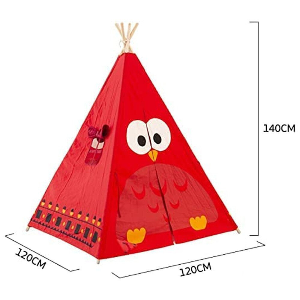 Bērnu telts ar pūces rakstu, sarkana cena un informācija | Bērnu rotaļu laukumi, mājiņas | 220.lv