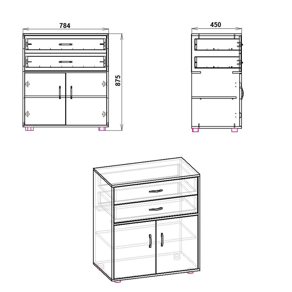 Kumode 2+2, brūna цена и информация | Kumodes | 220.lv