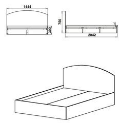 Кровать Компанит, 140х200 см, коричневая цена и информация | Кровати | 220.lv
