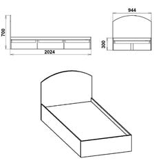 Кровать Kompanit, 90х200 см, коричневая цена и информация | Кровати | 220.lv