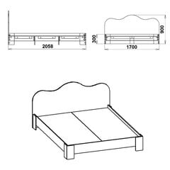 Кровать Kompanit, 170х205,8 см, коричневая цена и информация | Кровати | 220.lv