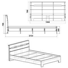 Кровать Kompanit Stil140, 140х200 см, коричневая цена и информация | Кровати | 220.lv