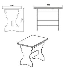 Virtuves galds KS-3, brūns cena un informācija | Virtuves galdi, ēdamgaldi | 220.lv