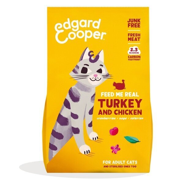 Edgard & Cooper pieaugušiem kaķiem ar tītaru un vistu, 325 g cena un informācija | Sausā barība suņiem | 220.lv