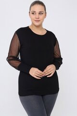 Черная женская блузка с круглым вырезом F5038-44/46 цена и информация | Женские блузки, рубашки | 220.lv