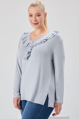 Светло-серая блузка с драпированным воротником O193-PI-44 цена и информация | Женские блузки, рубашки | 220.lv