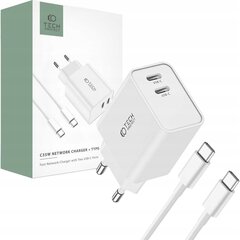 Tīkla lādētājs Tech-Protect C35W 2-PORT Network PD 35W USB-C. balts cena un informācija | Lādētāji un adapteri | 220.lv