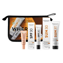 Sauļošanas līdzekļu komplekts Mádara WhereverSuncare Must-Haves: sejas maska, 17 ml + sejas sauļošanās krēms, 40 ml + ķermeņa sauļošanās krēms, 100 ml cena un informācija | Sauļošanās krēmi | 220.lv