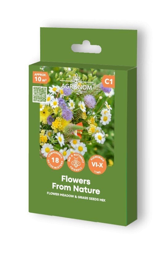 Puķu un zāļu sēklu maisījums Flowers From Nature цена и информация | Zāliena sēklas | 220.lv