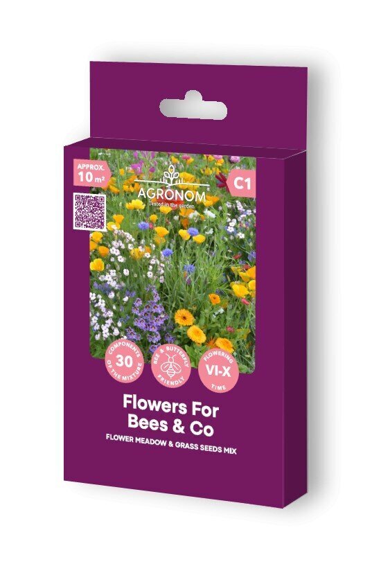 Puķu un zāļu sēklu maisījums Flowers For Bees And Co cena un informācija | Zāliena sēklas | 220.lv