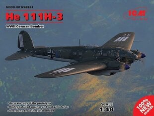 Līmējošais modelis ICM 48261 WWII German Bomber He 111H-3 1/48 цена и информация | Склеиваемые модели | 220.lv