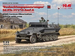 Līmējošais modelis ICM 35105 WWII German Observation Vehicle with Crew Beobachtungspanzerwagen 1/35 цена и информация | Склеиваемые модели | 220.lv