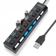 7 portu USB centrmezgla sadalītājs USB 2.0 centrmezgls cena un informācija | Adapteri un USB centrmezgli | 220.lv