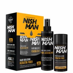 Набор для волос Nishman Hair Building Keratin Fiber Light Brown, для наращивания и густоты волос, 20 г + 100 мл цена и информация | Средства для укладки волос | 220.lv