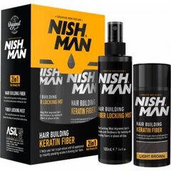 Набор для ухода за волосами Nishman Hair Building Keratin Fiber Light Brown, для наращивания и густоты волос, 20 г + 100 мл цена и информация | Средства для укладки волос | 220.lv