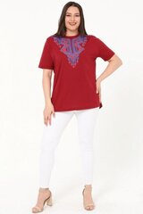 Бордовая хлопковая футболка R144-BO-46 цена и информация | Женские блузки, рубашки | 220.lv