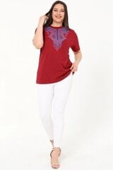Бордовая хлопковая футболка R144-BO-46 цена и информация | Женские блузки, рубашки | 220.lv