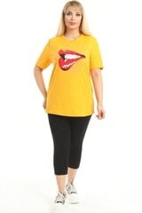 Желтая женская футболка с короткими рукавами R145-GE-46 цена и информация | Женские блузки, рубашки | 220.lv