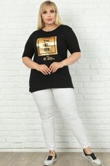Черная футболка из вискозы с блестящей аппликацией S967-JU-44 цена и информация | Женские блузки, рубашки | 220.lv