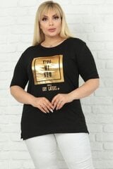 Черная футболка из вискозы с блестящей аппликацией S967-JU-44 цена и информация | Женские блузки, рубашки | 220.lv