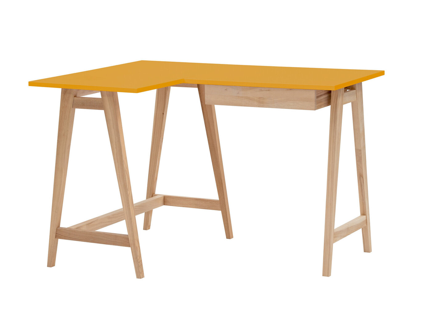 Stūra galds LUKA, Kreisā puse, 115x85 cm, Slinkši dzeltena - Osis cena un informācija | Datorgaldi, rakstāmgaldi, biroja galdi | 220.lv