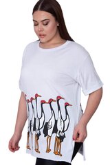 Белая хлопковая футболка с рисунком C752-BA-44 цена и информация | Женские блузки, рубашки | 220.lv