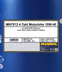 Mannol 7812 Motorbike 4-Takt 10W-40 Motoreļļa, 10 l cena un informācija | Moto eļļas | 220.lv