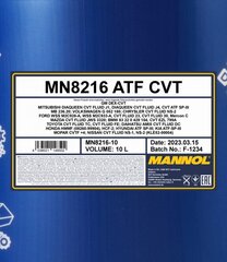 Transmisijas eļļa Mannol CVT Variator fluid, 10 l cena un informācija | Eļļas citām autodaļām | 220.lv