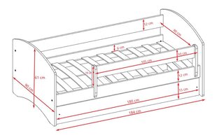 Кровать babydreams белая с ящиком, без матраса 180/80 цена и информация | Детские кровати | 220.lv