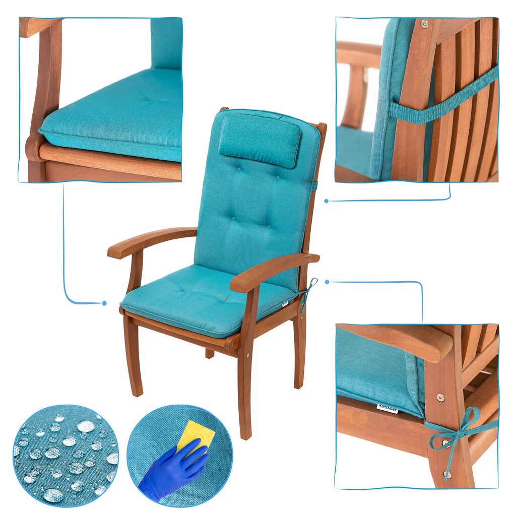 Krēsla spilvens Hobbygarden Benita, zils цена и информация | Krēslu paliktņi | 220.lv