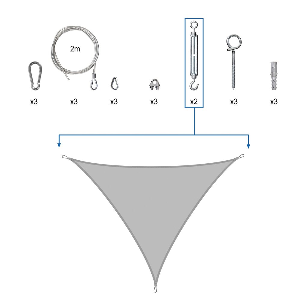 Saulessargs Hobbygarden, 3x3x3 m, pelēka cena un informācija | Saulessargi, markīzes un statīvi | 220.lv