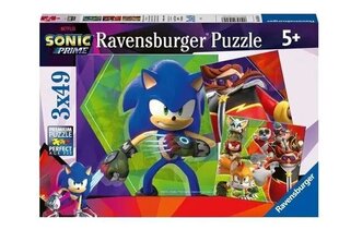 Puzle Sonic Prime Ravensburger, 3x49 gab. цена и информация | Пазлы | 220.lv