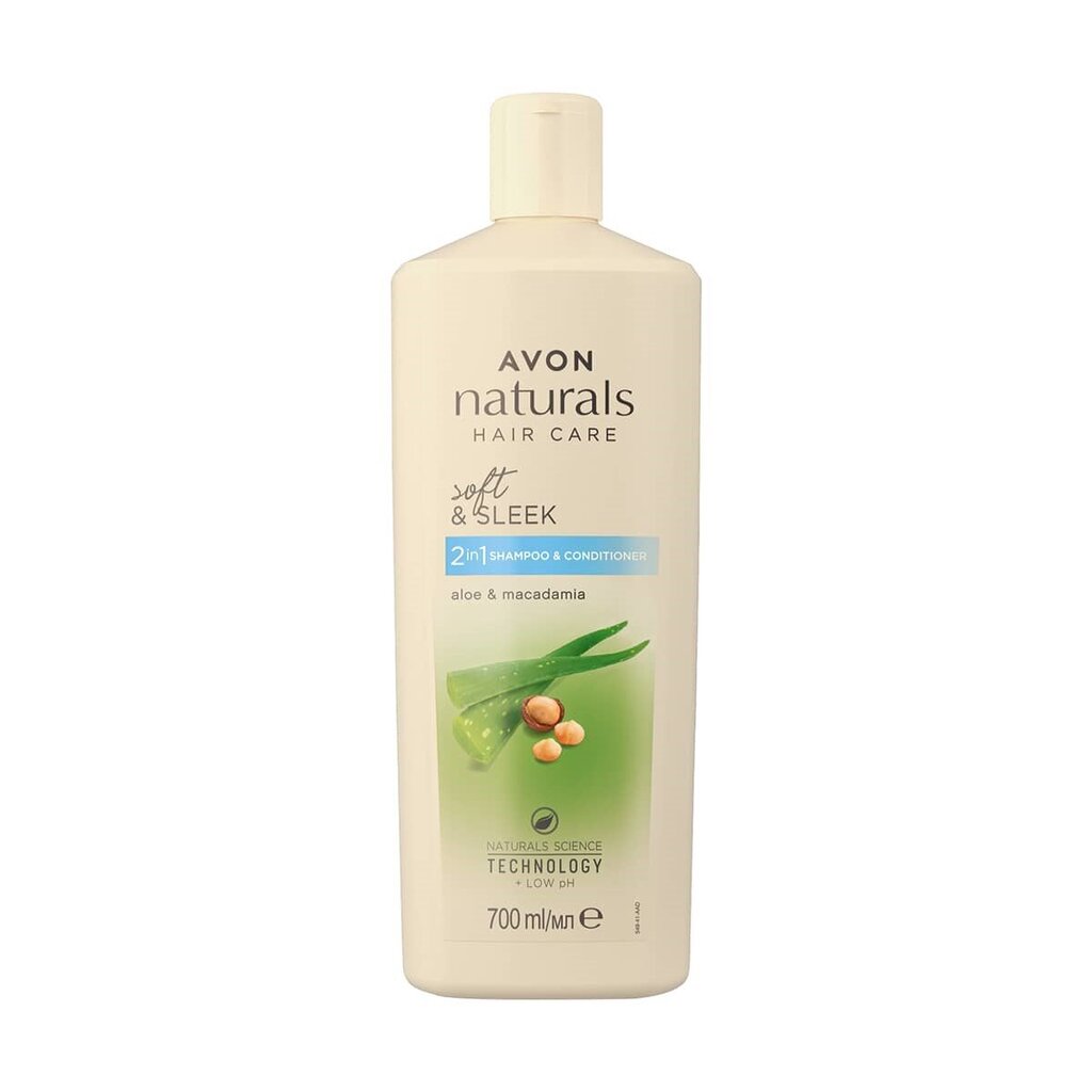 Šampūns un matu kondicionieris 2 in 1 Avon Naturals Aloe & Macadamia, 700 ml cena un informācija | Šampūni | 220.lv