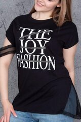 Модная черная футболка с надписями. C758-JU-46 цена и информация | Женские блузки, рубашки | 220.lv
