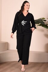 Elegants melns divdaļīgs uzvalks T1299-JU-44/46 cena un informācija | Sieviešu kostīmi | 220.lv