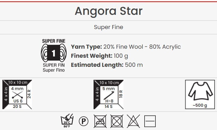 Adīšanas dzija YarnAnrt Angora Star 98, 100 g cena un informācija | Adīšana | 220.lv