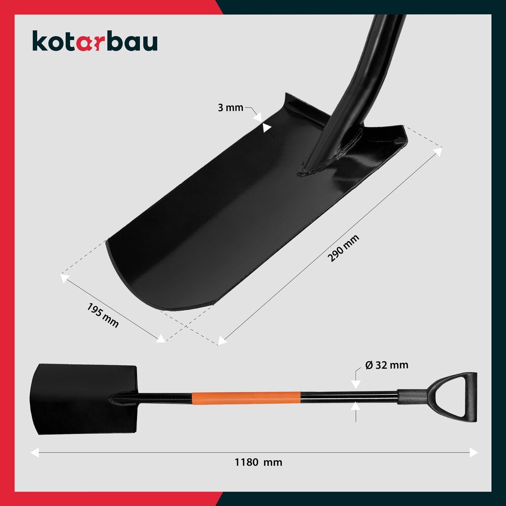 Metāla lāpsta Kotarbau, melna cena un informācija | Dārza instrumenti | 220.lv
