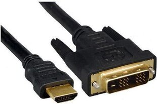 видеокабель dvi (18+1) m - hdmi m, 10 м, золотые разъемы, черный цена и информация | Кабели и провода | 220.lv