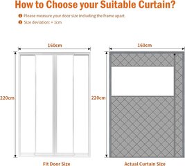 Занавеска для дверей WochiTV, магнитная, теплозащитная, 160 x 220 см цена и информация | Дверные петли и другие принадлежности | 220.lv