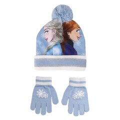 Cepures un cimdu komplekts meitenēm Frozen S0737899, zils cena un informācija | Cepures, cimdi, šalles meitenēm | 220.lv