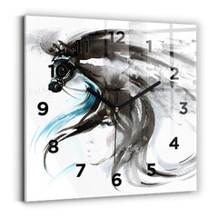 Sienas pulkstenis Abstrakcijas Zirgs, 30x30 cm cena un informācija | Pulksteņi | 220.lv