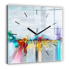 Sienas pulkstenis Abstraktā Eļļas Ainava, 30x30 cm cena un informācija | Pulksteņi | 220.lv