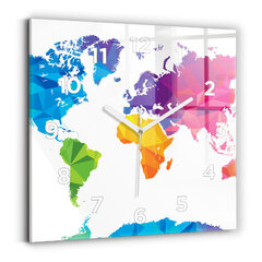 Sienas pulkstenis Abstraktā Pasaules Karte, 30x30 cm cena un informācija | Pulksteņi | 220.lv