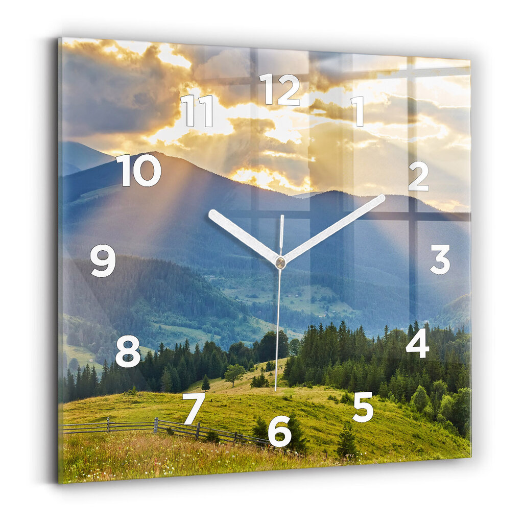 Sienas pulkstenis Ainava Ar Mežiem, 30x30 cm цена и информация | Pulksteņi | 220.lv