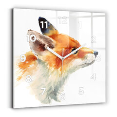 Sienas pulkstenis Akvareļu Lapsa, 30x30 cm cena un informācija | Pulksteņi | 220.lv
