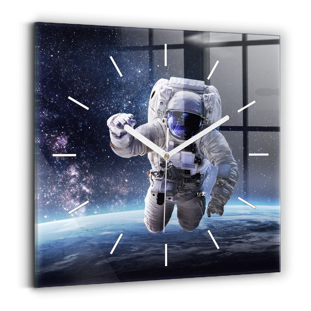 Sienas pulkstenis Astronauts Virs Zemes, 30x30 cm цена и информация | Pulksteņi | 220.lv