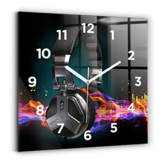 Sienas pulkstenis Austiņas Un Skaņas Viļņi, 30x30 cm цена и информация | Часы | 220.lv