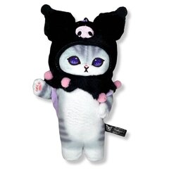 Plīša rotaļlieta kaķis Kitty Kuromi, pelēks, 18 cm cena un informācija | Mīkstās (plīša) rotaļlietas | 220.lv