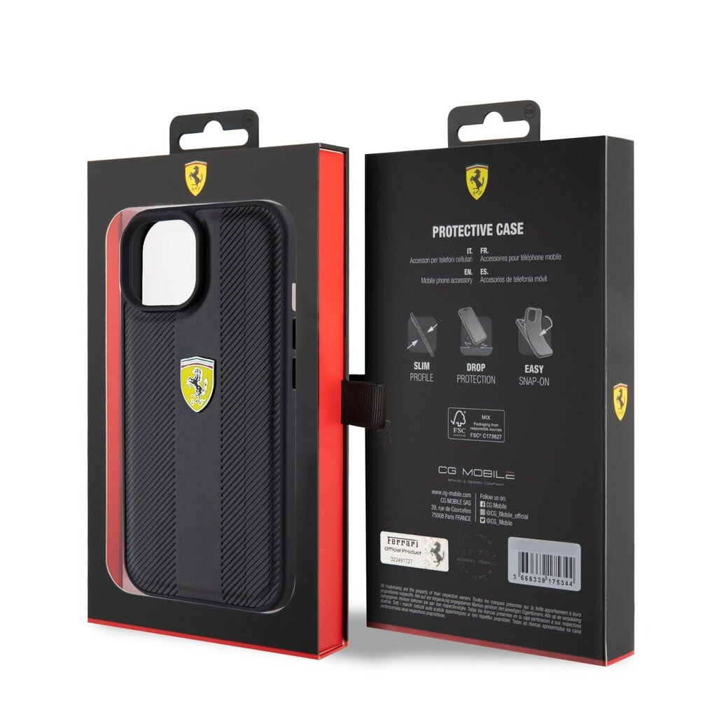 Ferrari Leather Carbon Vertical Red Line Case cena un informācija | Telefonu vāciņi, maciņi | 220.lv